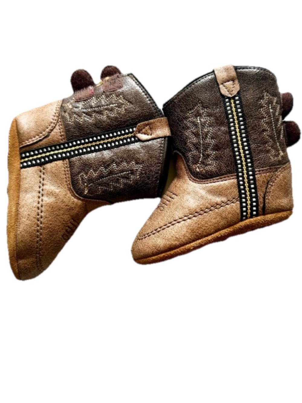 Old West Brown and Dark Brown Kids Boots